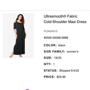 Roamans long black dress size 1X 18/20